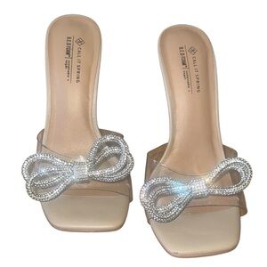 Call It Spring Cream and Silver Mules with Minimalist Design